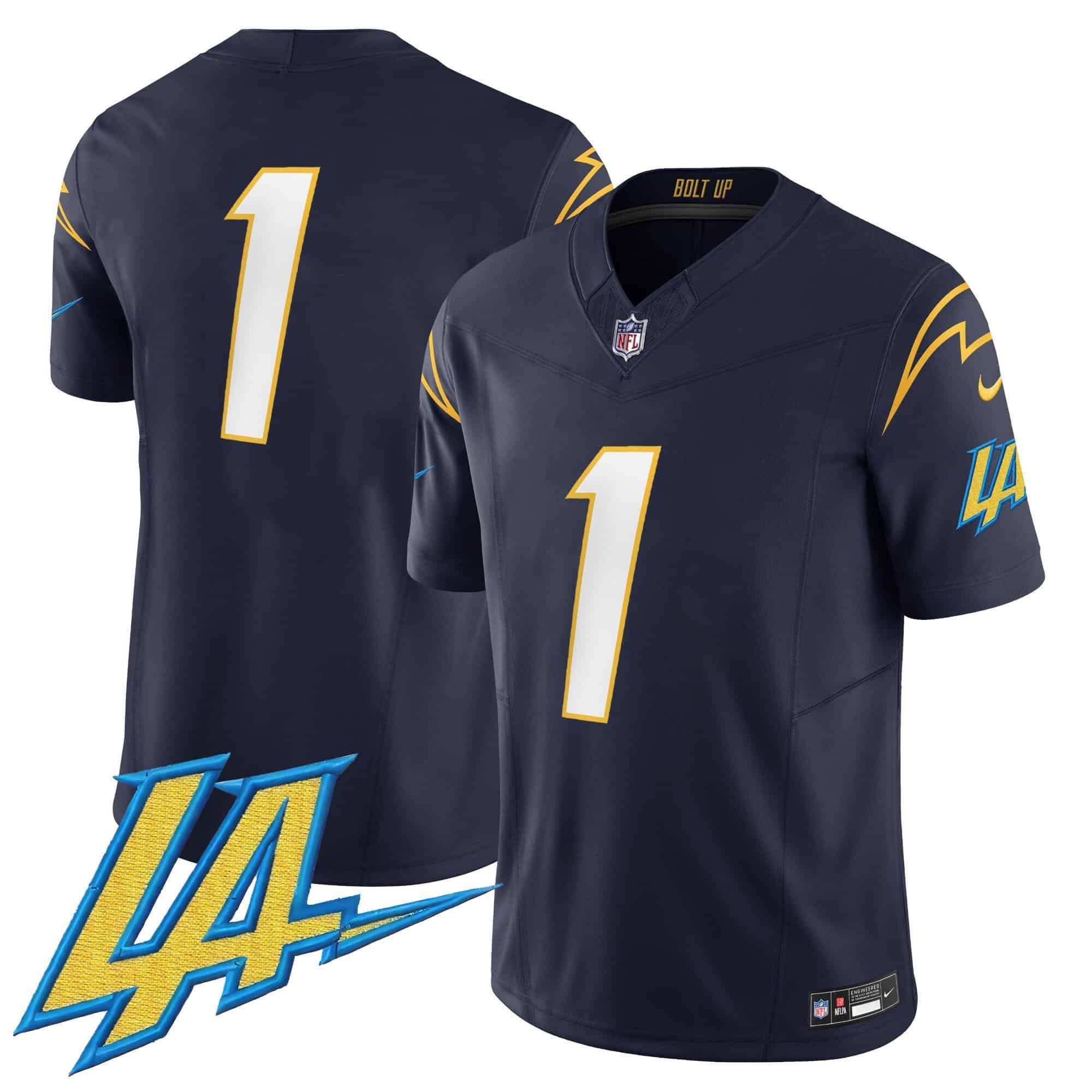 Men Los Angeles Chargers #1 No Name Drak Blue 2024 Nike Vapor Limited NFL Jersey->indianapolis colts->NFL Jersey